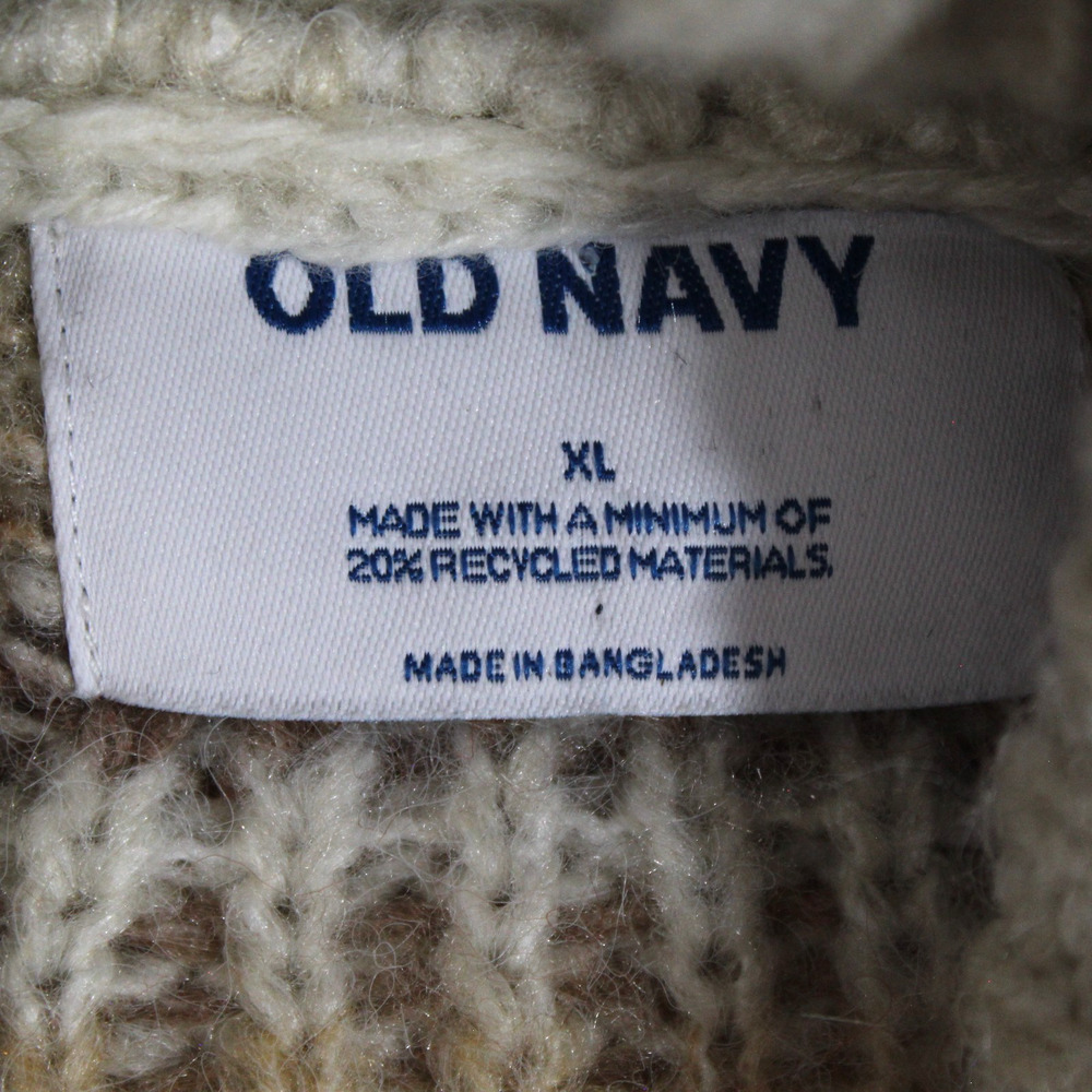 Fair Isle Chunky Cardigan Sweater Mens XL Beige Brown Preppy Coastal Old Navy - Picture 5 of 5